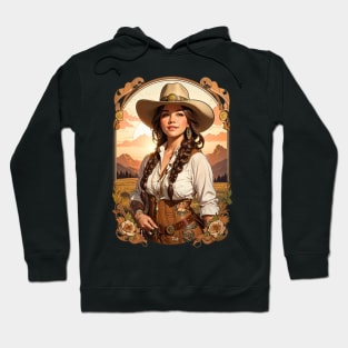 Farm Cowgirl at sunset in boho tribal retro vintage design Hoodie